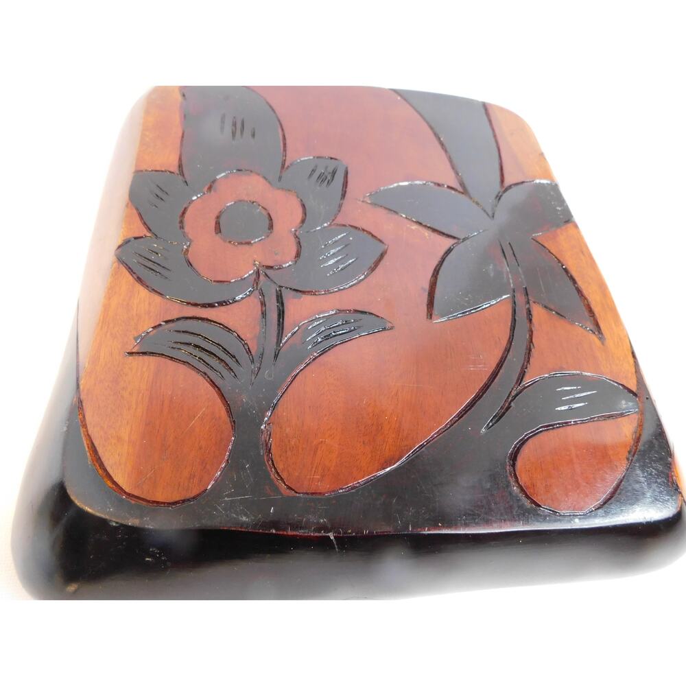Vtg Hand Carved Polynesian Monkey Pod Wooden 6 Section Appetizer Snack Tray - Picture 6 of 7